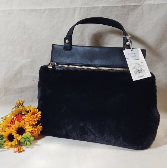 a new day Handbags - A New Day Black Faux Fur Handbag/Shoulder Bag/ Crossbody NWT